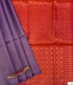 VSA309 - lavender color body & pinkish ornage color pallu , blouse pure silk saree