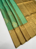 VST335 - pastel green color body , beige color pallu , blouse - Pure silk saree