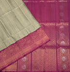 VST343 - grey color body , purple color pallu , blouse - Pure silk saree