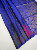 VST353 - pepsi blue color body , pallu , blouse - Pure silk saree