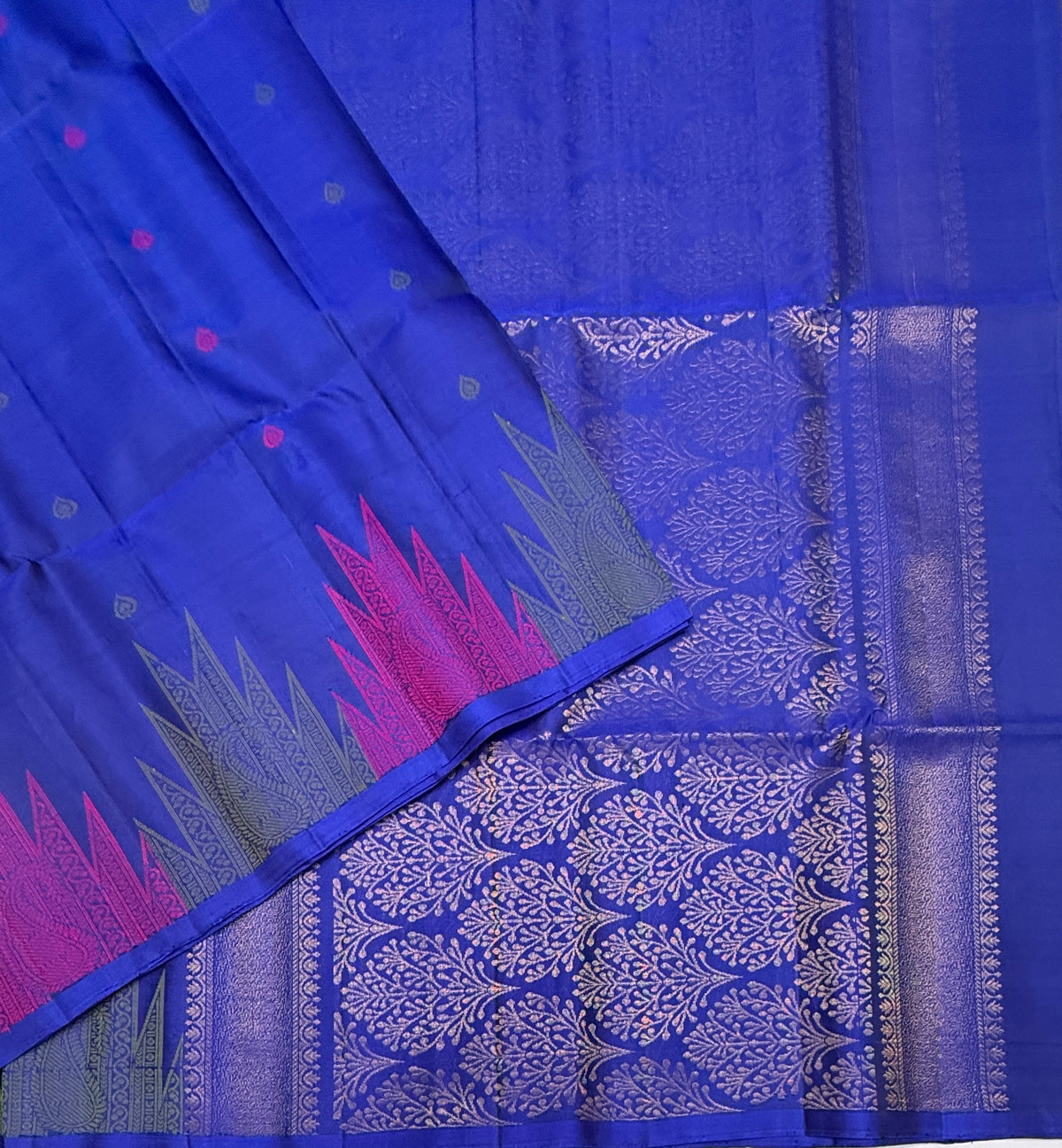 VST353 - pepsi blue color body , pallu , blouse - Pure silk saree