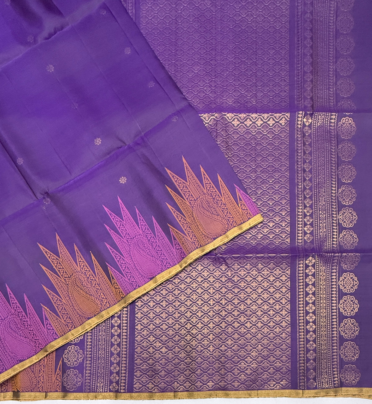 VST355 - violet color body , pallu , blouse - Pure silk saree