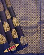 VSCB386 - dark violet color body , ink blue color pallu , blouse - Pure silk saree