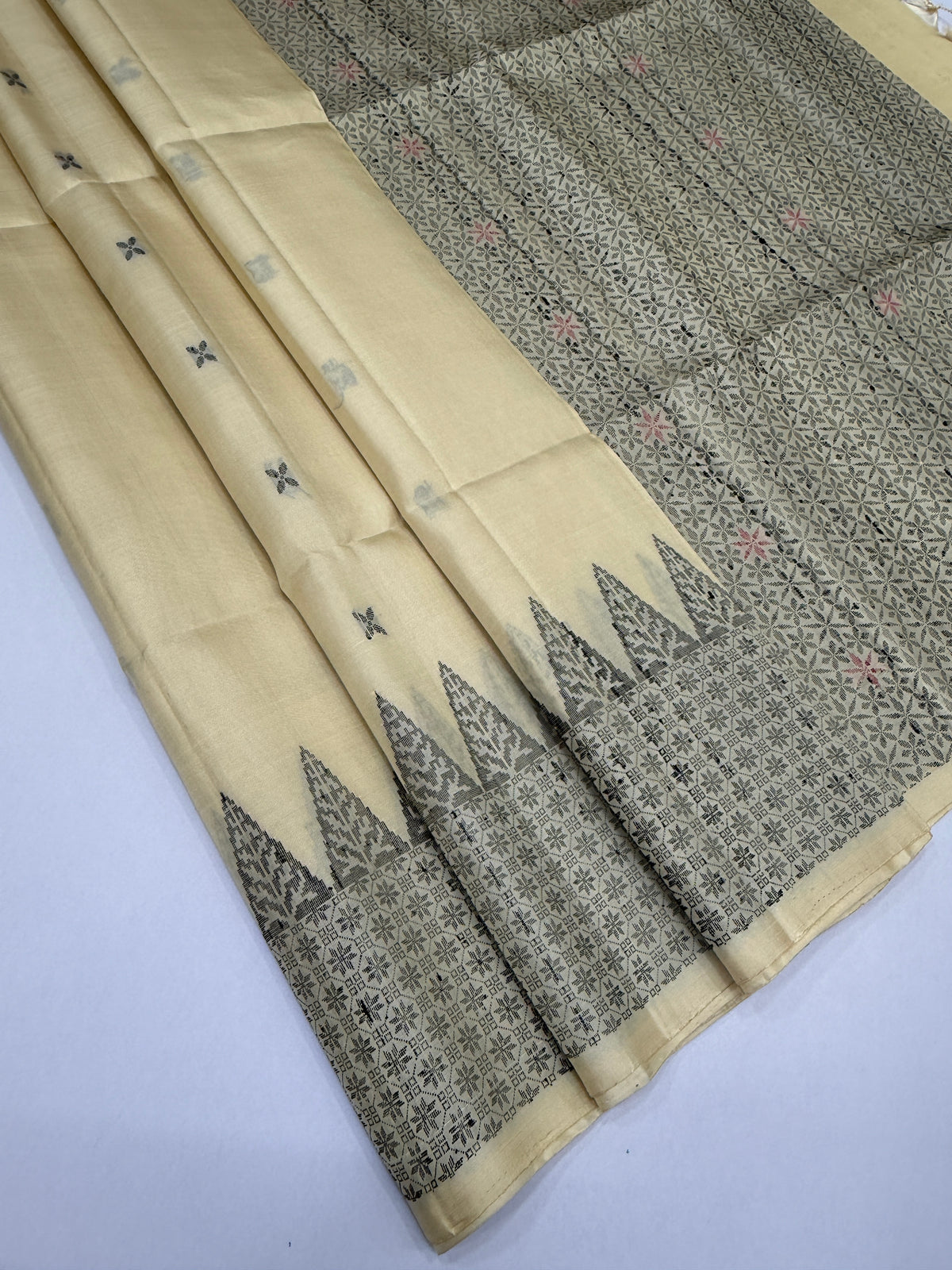 VST356 - sandal color body , pallu , blouse - Pure silk saree