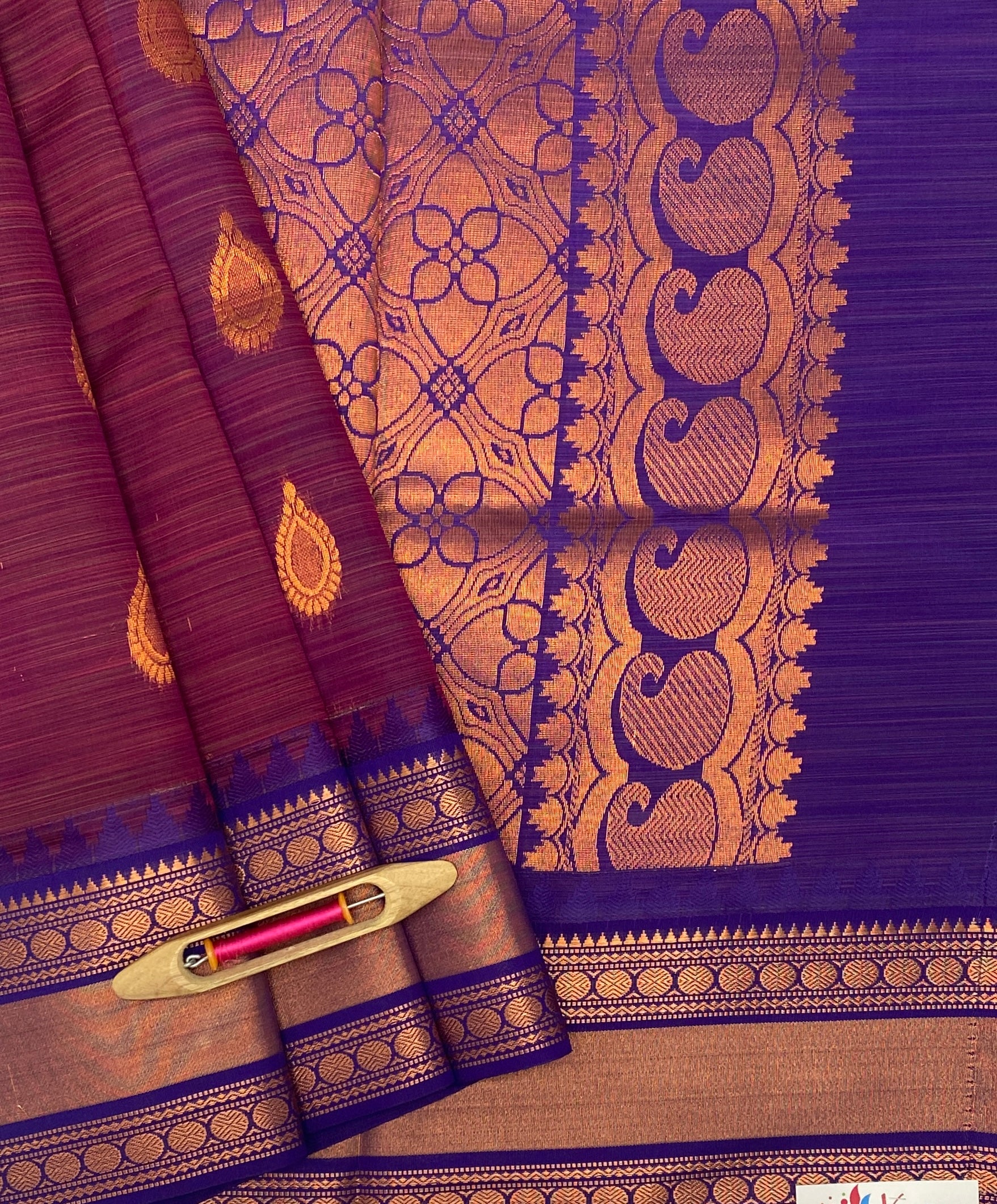 VSKC323 - purple with blue color body , violet color pallu , blouse.