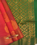 VSKC355 - pinkish red color body , green color pallu , blouse.