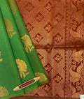 VSKC358 - green color body , maroon with yellow color pallu , blouse.