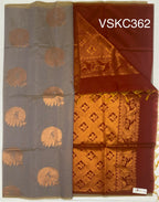 VSKC362 - light lavender color body , maroon with yellow color pallu , blouse.