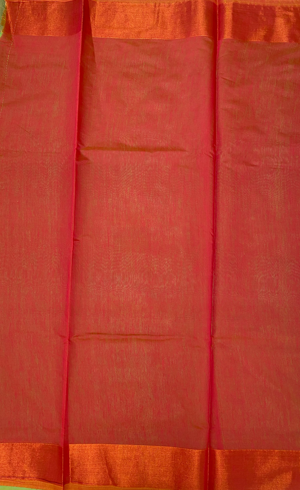 VSKC322 - rexona green color body , pinkish orange color pallu , blouse.