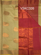 VSKC326 - sandal color body , pink color pallu , blouse.