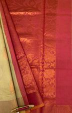 VSKC326 - sandal color body , pink color pallu , blouse.