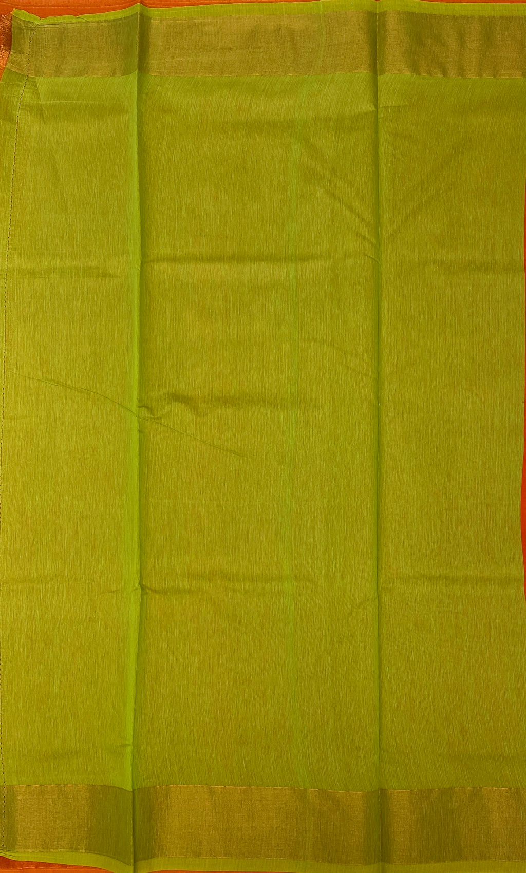 VSKC365 - orange color body , green color pallu , blouse.
