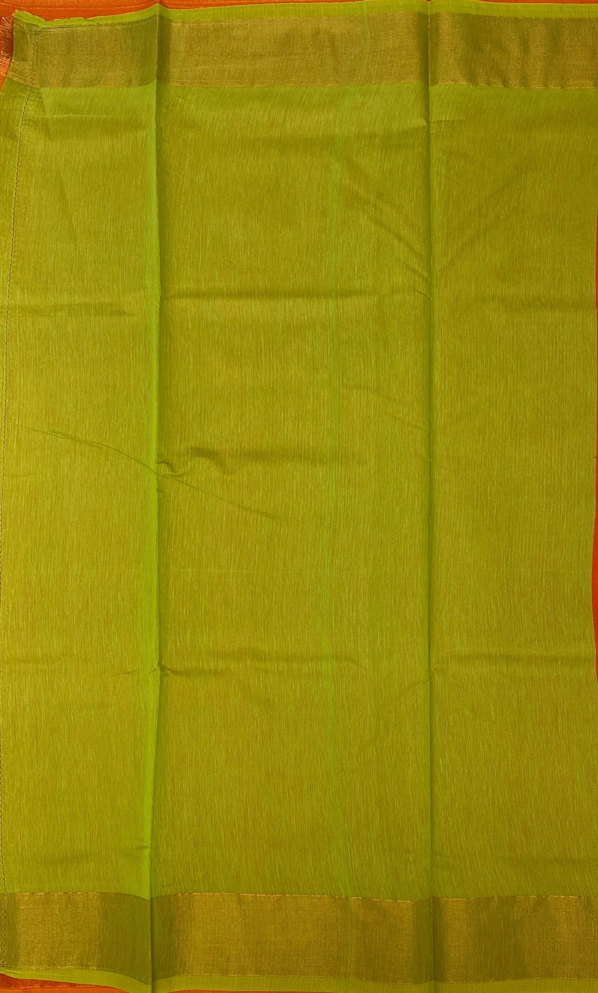 VSKC365 - orange color body , green color pallu , blouse.