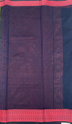 VSKC401 - leaf green color body , navy blue color pallu , blouse.