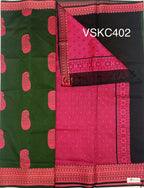 VSKC402 - bottle green color body , black color pallu , blouse.