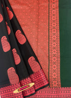VSKC403 - black color body , bottle green color pallu , blouse.
