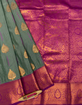 VSAS664 - grey color body , violet color pallu , blouse.