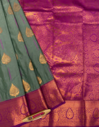VSAS664 - grey color body , violet color pallu , blouse.