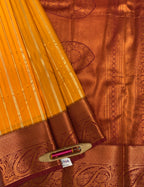 VSAS706 - mango yellow color body , light brown color pallu , blouse.