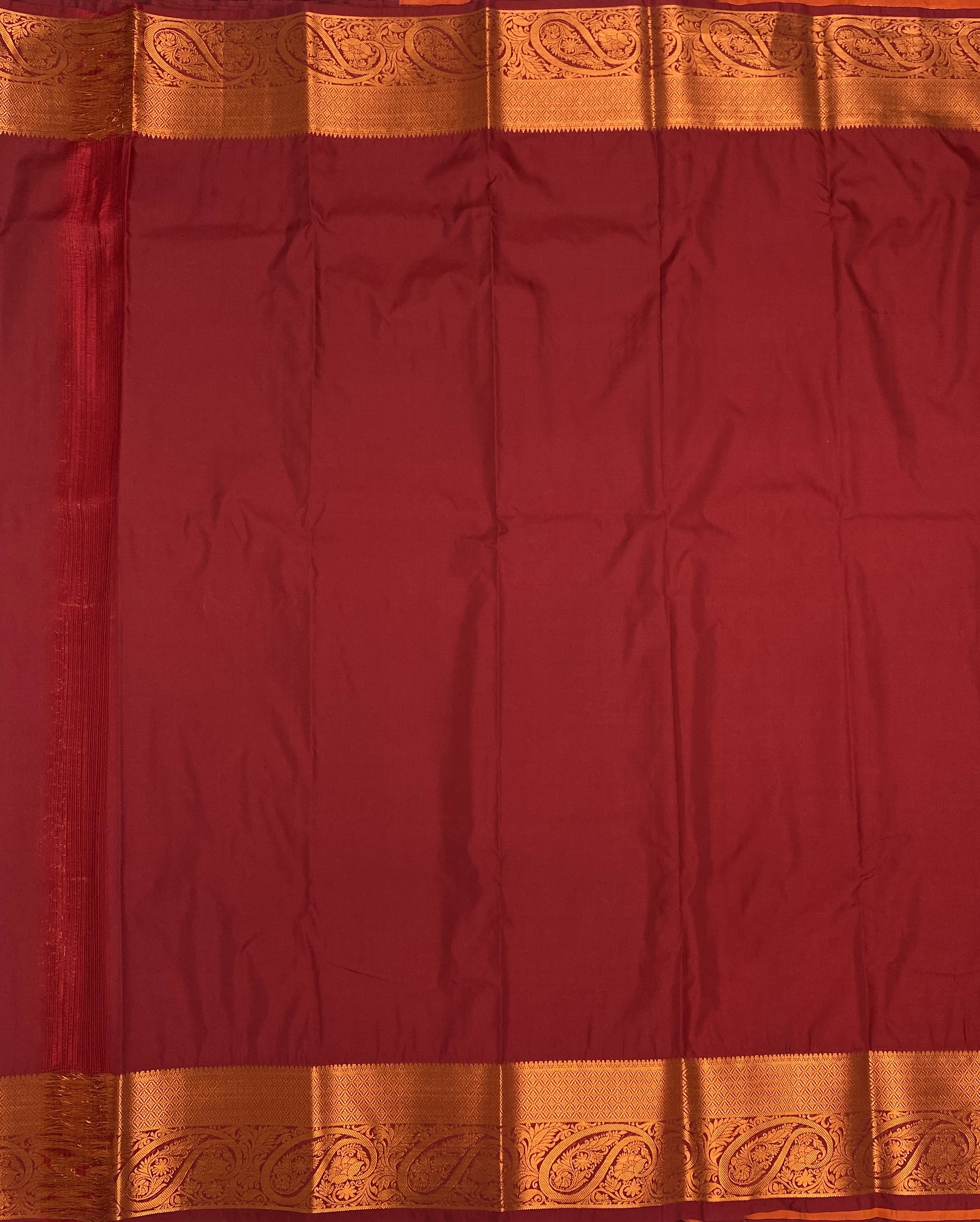 VSAS706 - mango yellow color body , light brown color pallu , blouse.
