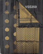 VSS359 - black color body, pallu , blouse pure silk saree