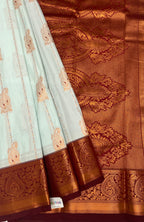 VSAS694 - sky blue color body , maroon color pallu , blouse.