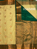 VSAS698 - sandal color body , green color pallu , blouse.