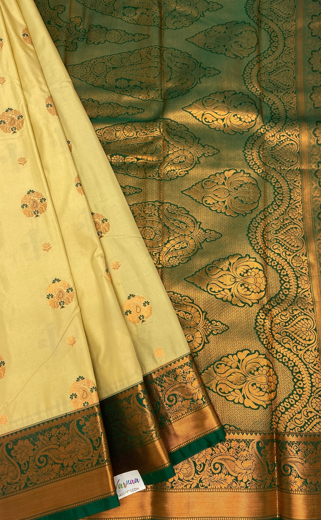 VSAS698 - sandal color body , green color pallu , blouse.