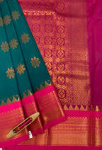 VSAS743 - dark green color body , pink color pallu , blouse.