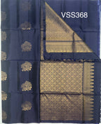 VSS368 - navy blue color body, pallu , blouse pure silk saree