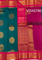 VSAS780 - dark green color body , pink color pallu , blouse.