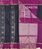 VSAS735 - navy blue color body , light violet color pallu , blouse.