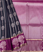 VSAS735 - navy blue color body , light violet color pallu , blouse.