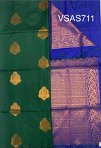 VSAS711 - dark green color body , royal blue color pallu , blouse.