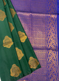 VSAS711 - dark green color body , royal blue color pallu , blouse.