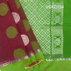 VSKC154 - dark onion pink color body , parrot green color pallu , blouse.