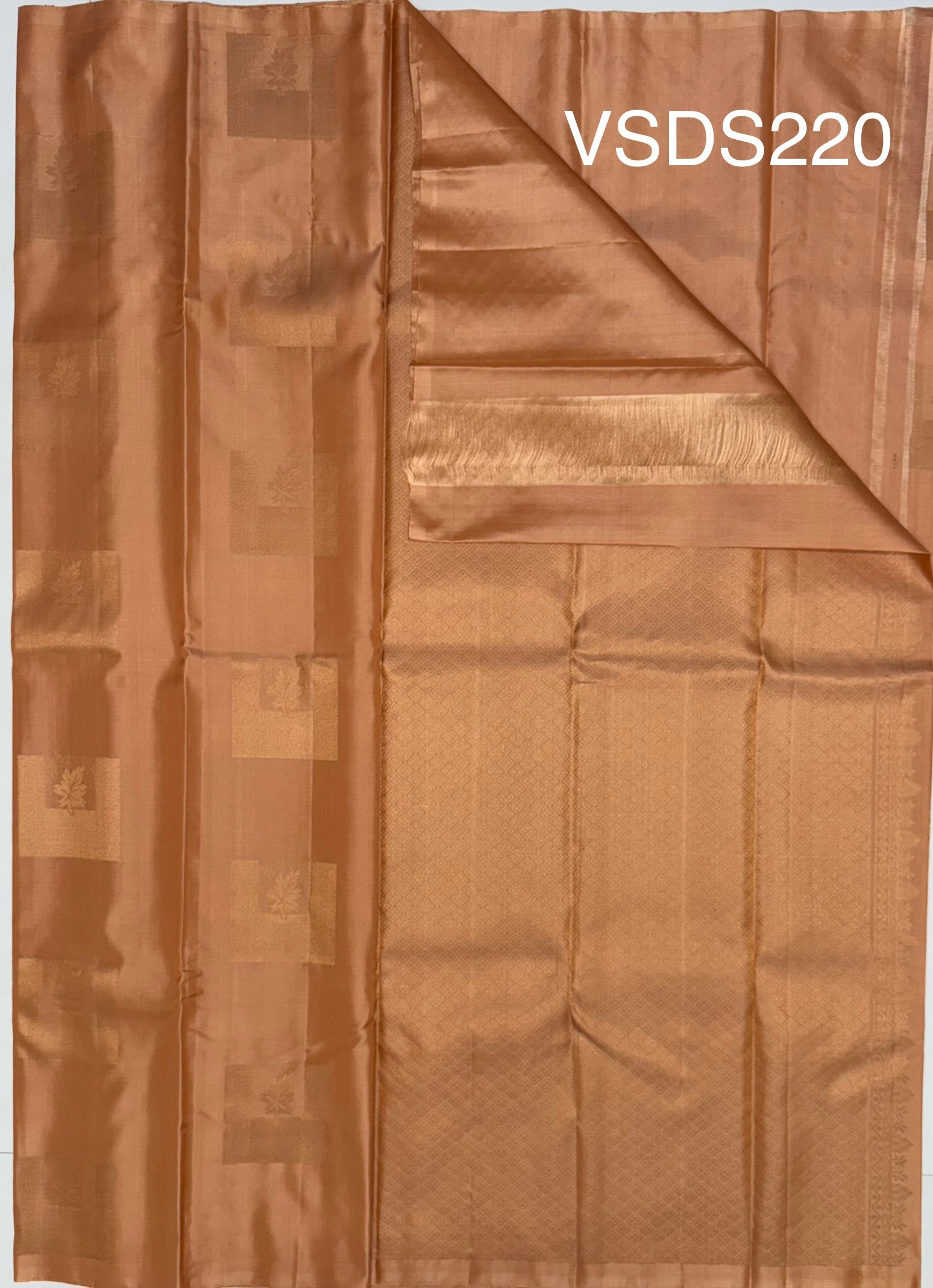 VSDS220 - dark sandal color body, pallu , blouse pure silk saree