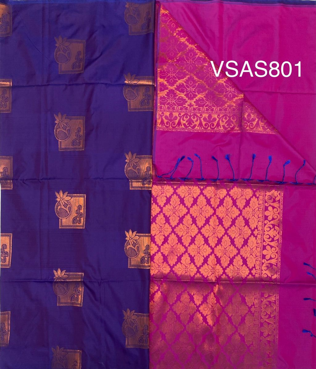 VSAS801 - violet color body , rani pink color pallu , blouse.