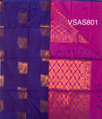 VSAS801 - violet color body , rani pink color pallu , blouse.