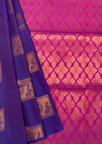 VSAS801 - violet color body , rani pink color pallu , blouse.