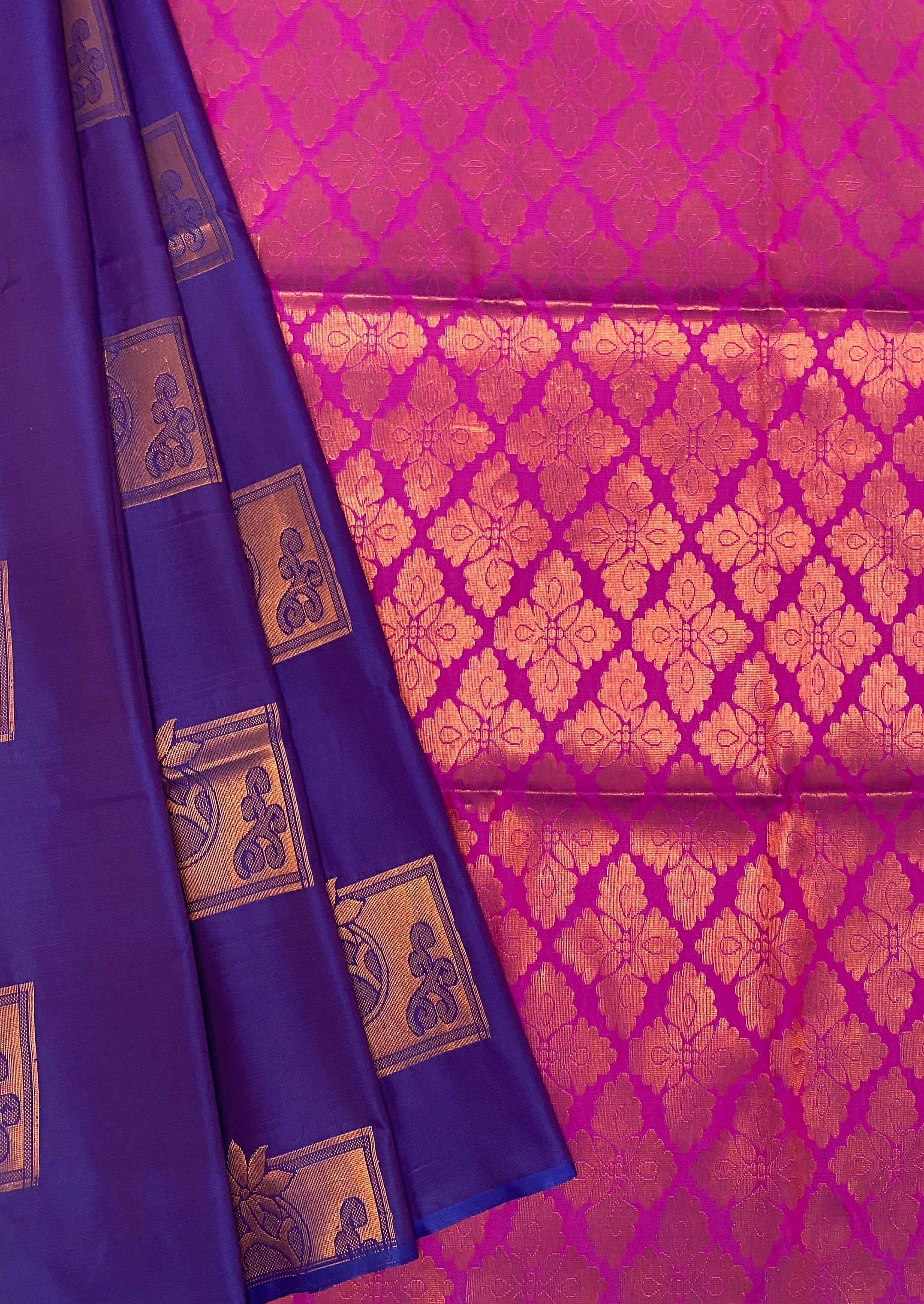 VSAS801 - violet color body , rani pink color pallu , blouse.