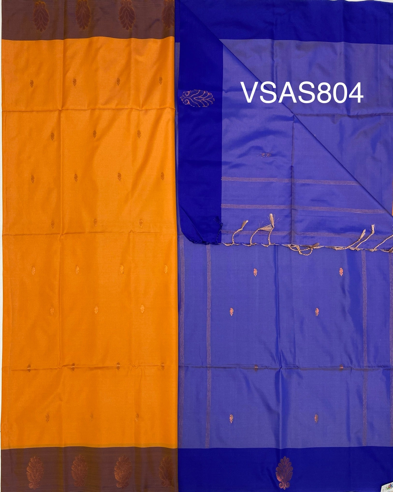 VSAS804 - yellow color body , lavender color pallu , blouse.