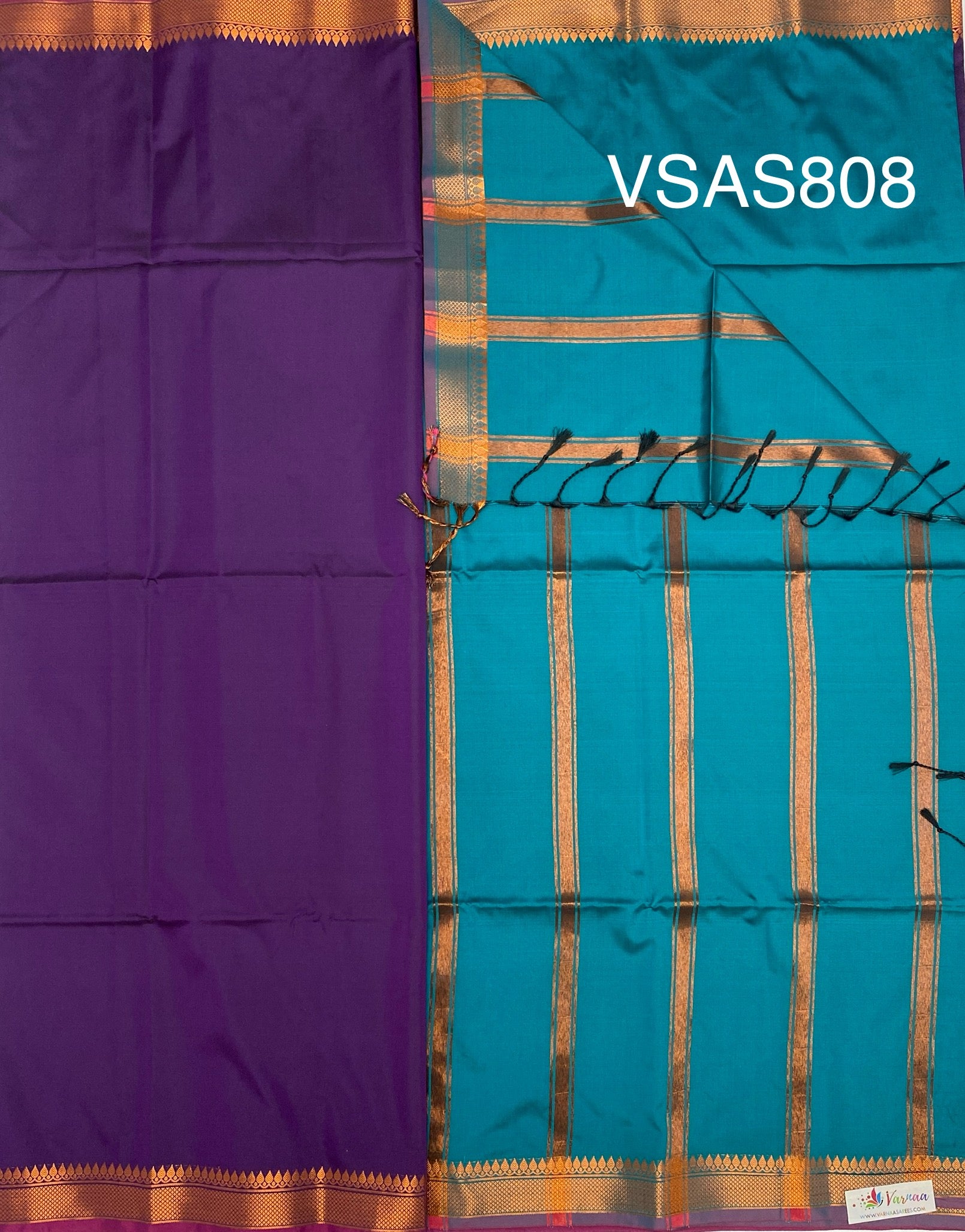 VSAS808 - dark violet color body , peacock green color pallu , blouse.