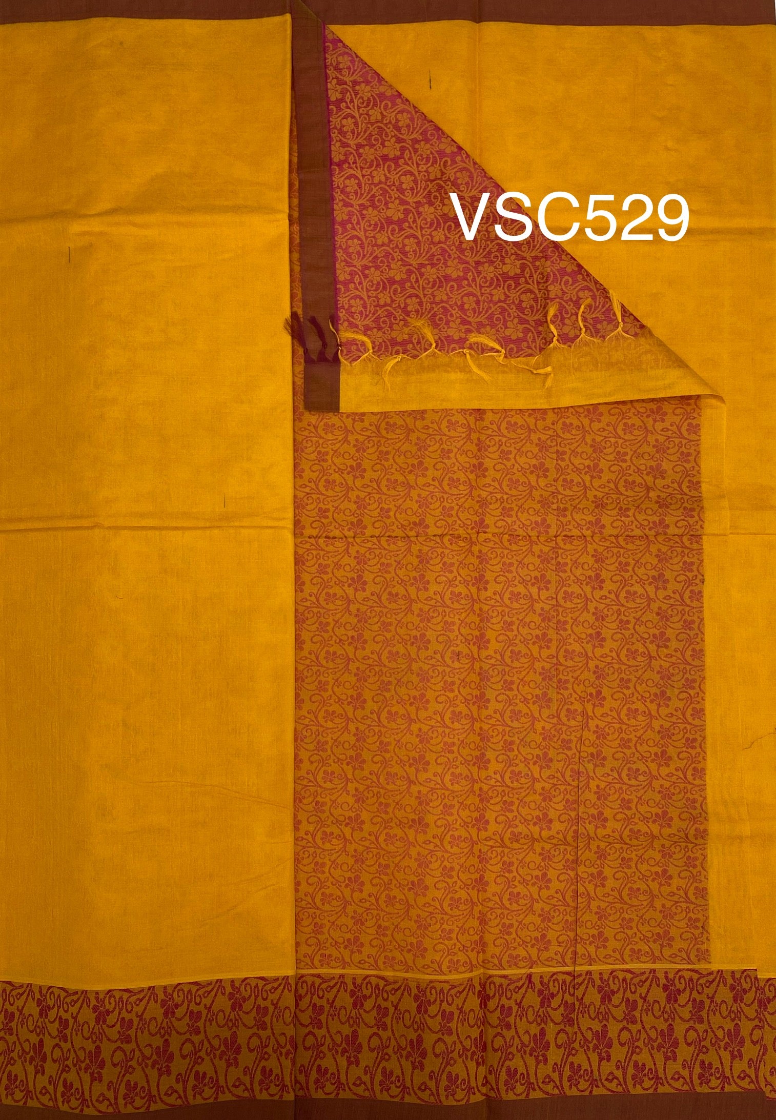 VSC529 - mango yellow color body, pallu,blouse.