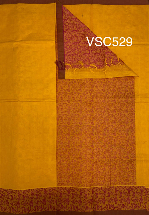 VSC529 - mango yellow color body, pallu,blouse.