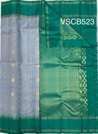 VSCB523 - sky blue color body , ramar blue color pallu , blouse - Pure silk saree