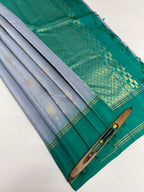 VSCB523 - sky blue color body , ramar blue color pallu , blouse - Pure silk saree