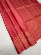 VST357 - rose pink color body , pallu , blouse - Pure silk saree