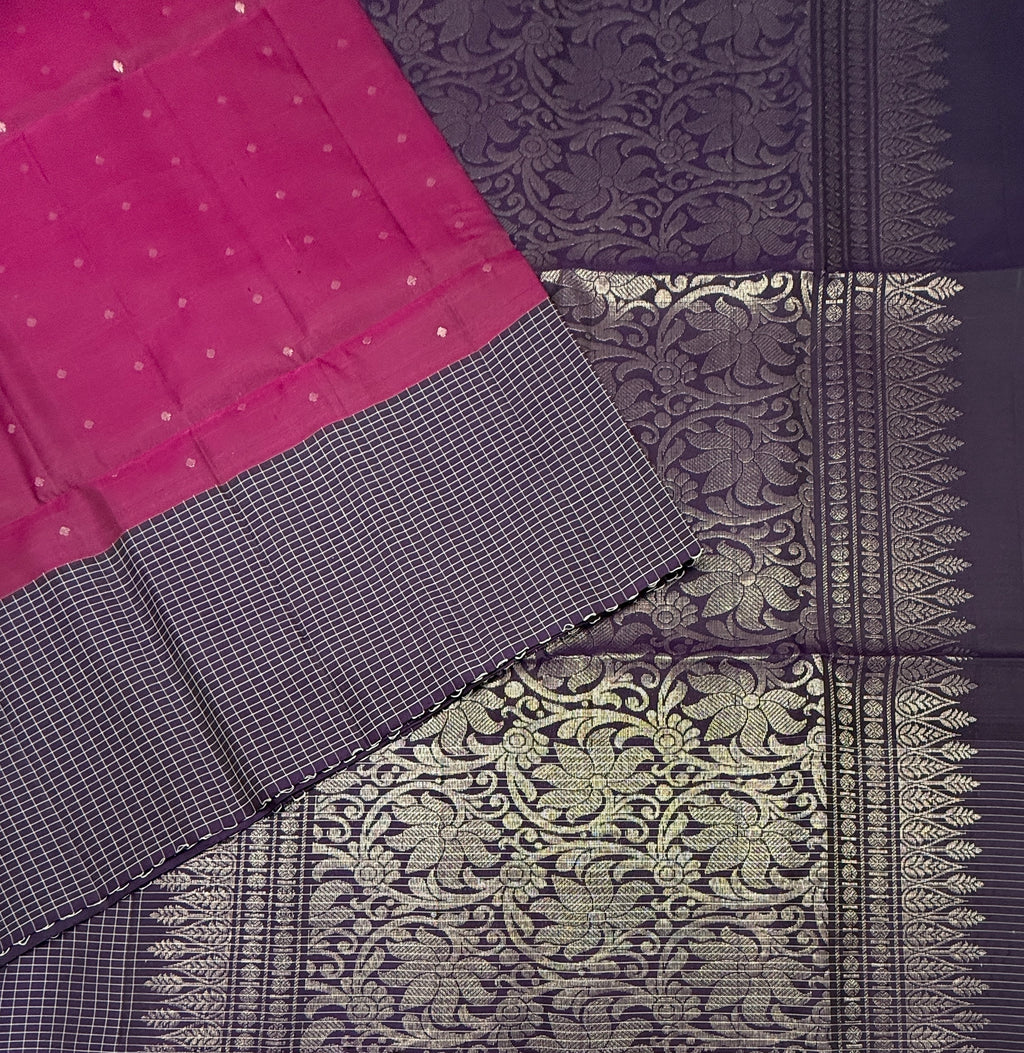 VST358 - purple color body , violet color pallu , blouse - Pure silk saree