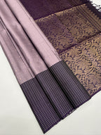 VST359 - light lavender color body , violet color pallu , blouse - Pure silk saree